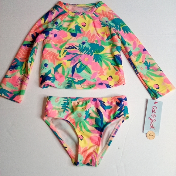 Cat & Jack Kids Swim Set - Multicolor Floral - Picture 5 of 10